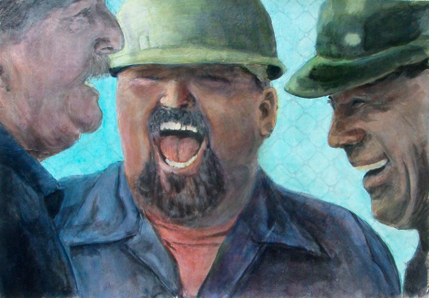 Portrait of three workmen at Rancho Los Alamitos - People